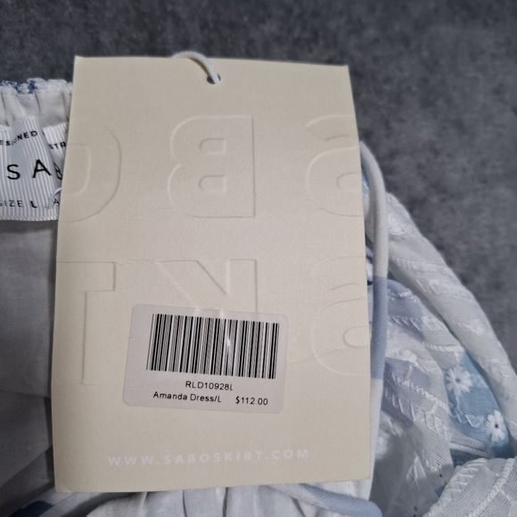 SABO SKIRT Amanda Mini Dress Size L US 8 100% Cotton With Eyelet Floral Babydoll - Picture 13 of 16